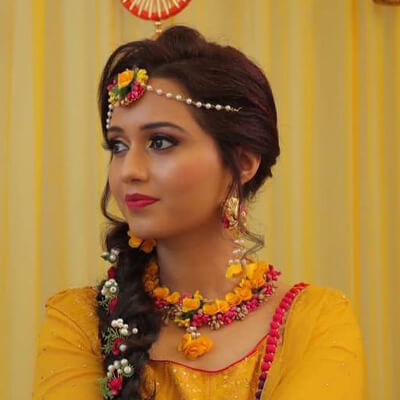 Miheeka Bajaj haldi ceremony makeup and hair